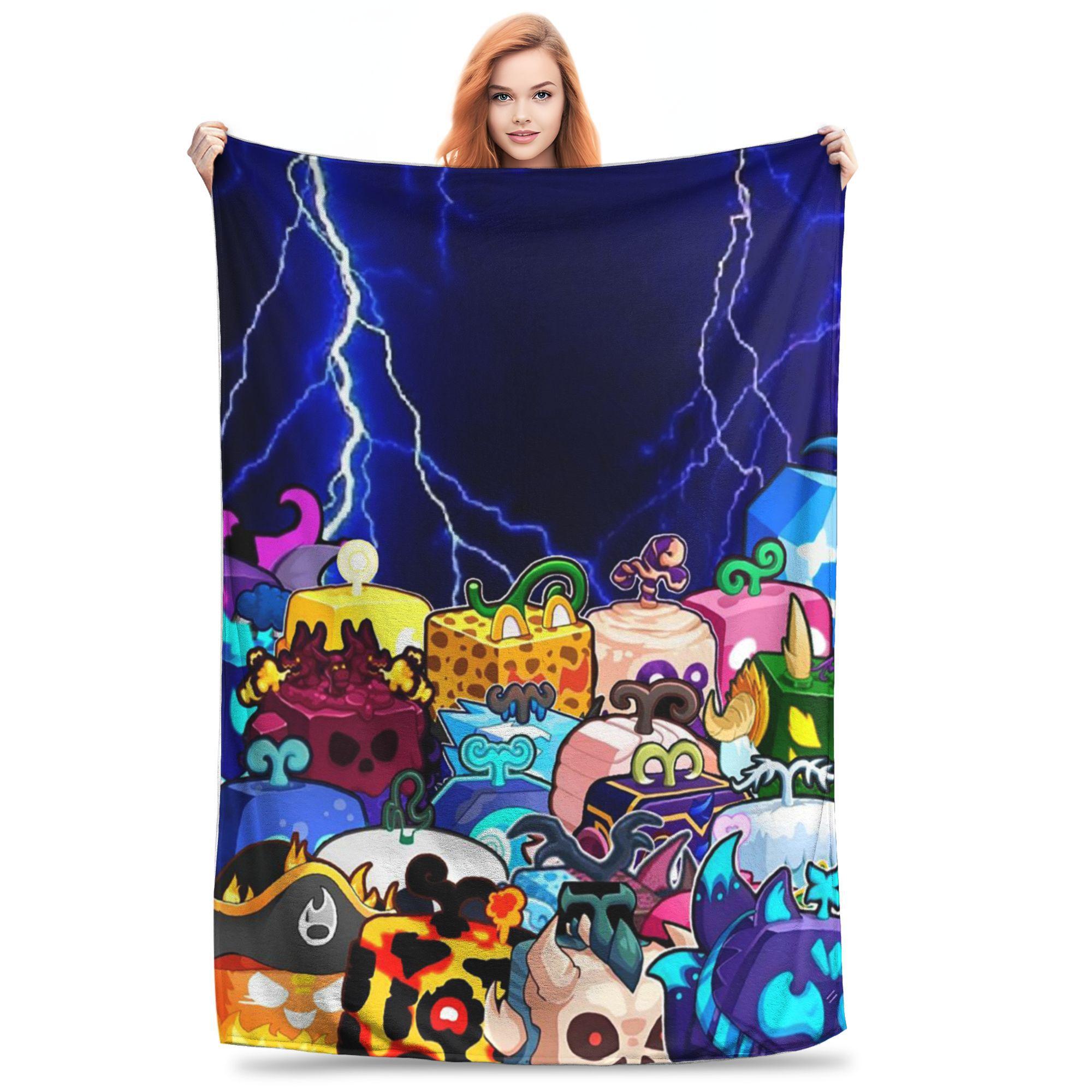 

Flannel Throw Blanket Blox Fruits Gaming Game Robloxx Warm Plush Blankets Soft Bedding for Bed Living room Home Picnic Couch 80x120cm
