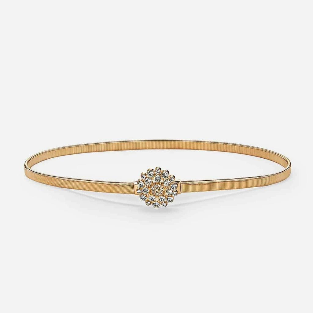 Nové jarní a letní všestranné šaty s květinami s přezkou vykládanými diamanty a banketovou dekorací jarní šperky pasový řetízek