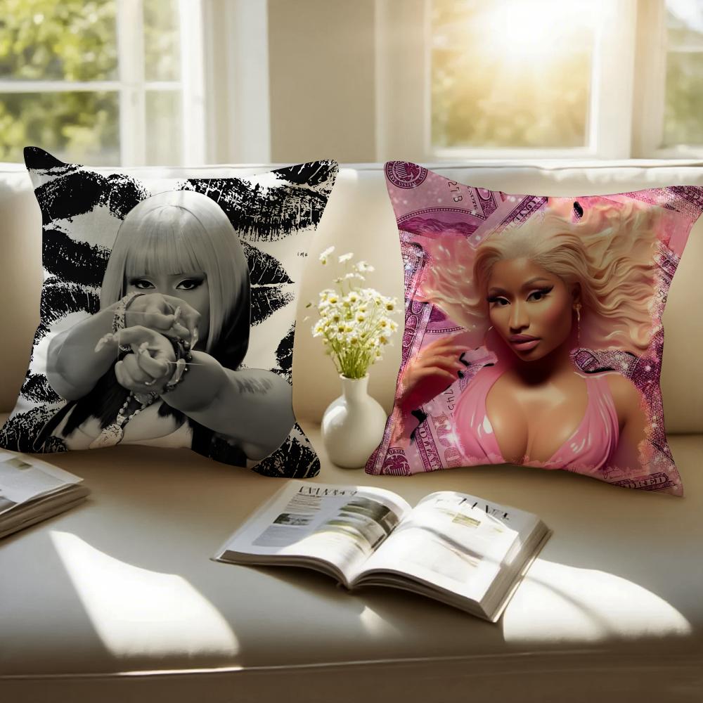 Bold Cool Rap Singer N-Nicki Minaj Cushion Cover Pillowcase Short Plush Invisible Zipper Room Sofa Cushion Cover