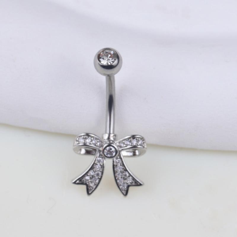 Fashion Bowknot Heart Navel Rings For Women Sexy Belly Button Nail Body Piercings Jewelry Stainless Steel Belly Button Ring Gift