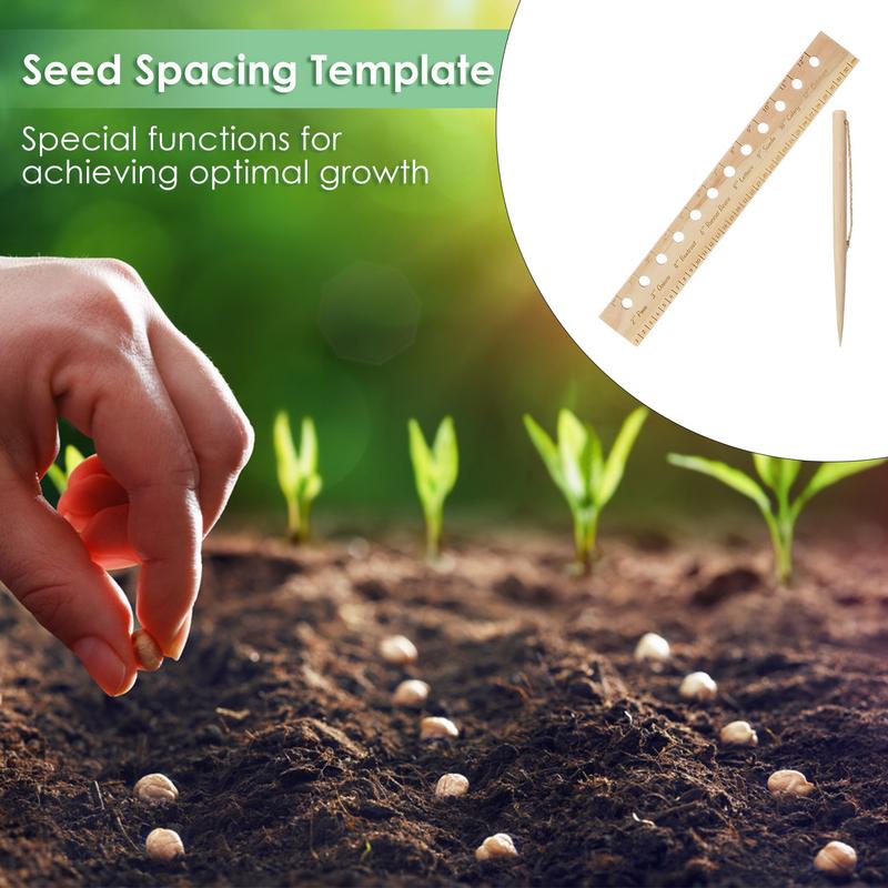 Wooden Plant Spacing Ruler Seeding Garden Template Spacer With Plant Dibber Wooden Accurate Gardening Tool for Vegetable Gardens