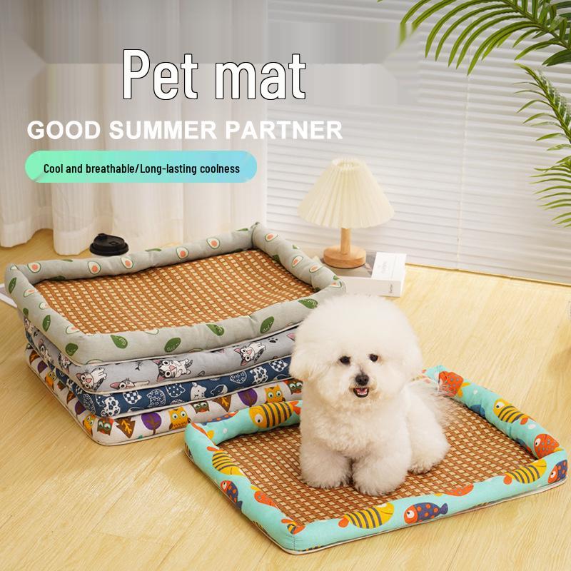 Pet Cooling Mat: Summer-Ready Nest for Cats & Dogs - All-Season Rattan Bed.