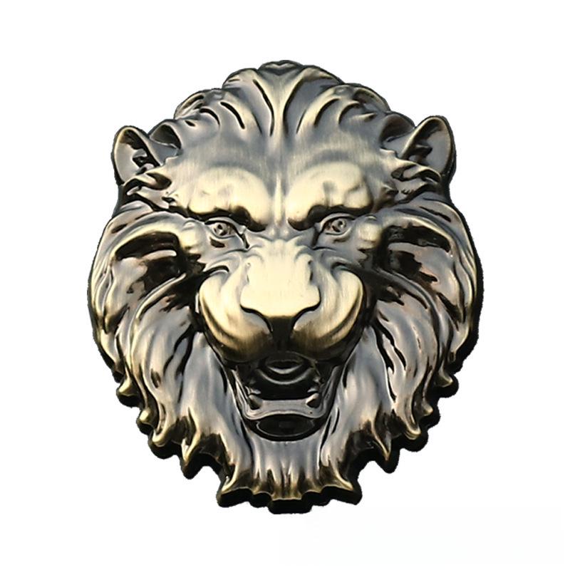 Handcrafted Lion Head Car Body Sticker: Personalized Metal Logo for Car Clubs