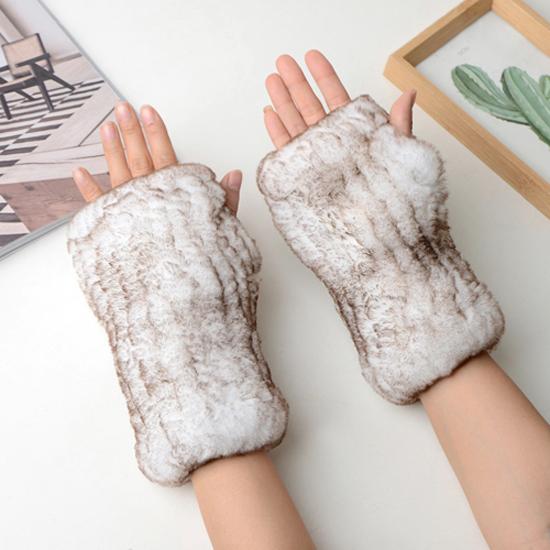 Neue Frauen 100% Echt Echte Gestrickte Rex Kaninchen Pelz Fäustlinge Winter Warme Dame Echtpelz Fingerlose Handschuhe Handgemachte Stricken Pelz handschuh