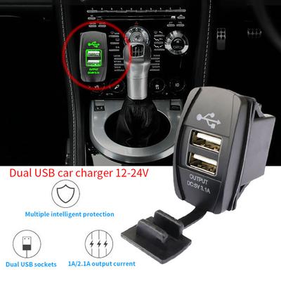 3.1a Dual Usb Car Charger Socket Rocker Switch 12-24v Waterproof Car Phone Charger Motorcycle With Power Line For Car Boat Suv