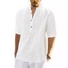 2023 Men's Mid-Sleeve Casual Linen Shirt: Comfortable European & American Style