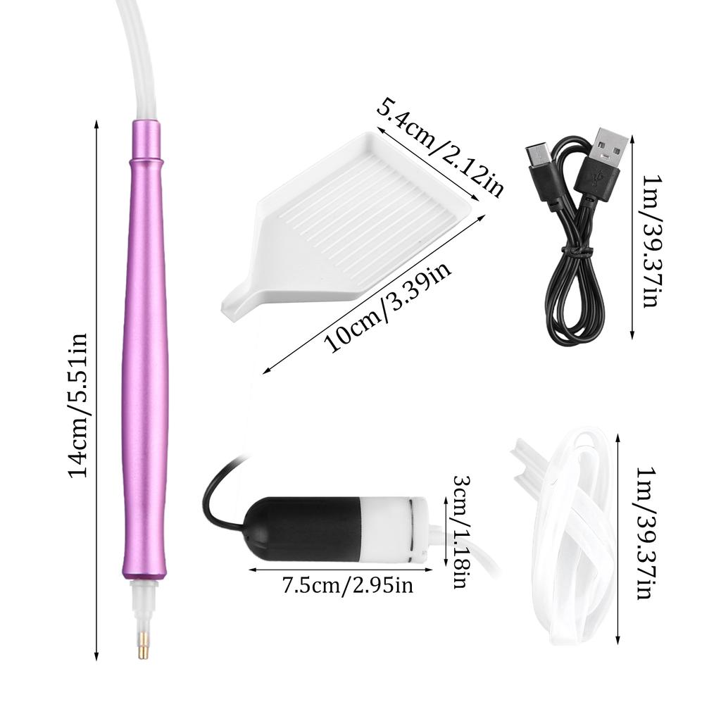 Electric Diamond Painting Pen Portable DIY Art Tool Painter with Storage Tray Rhinestone Art Painting Pen Ergonomic for DIY Art