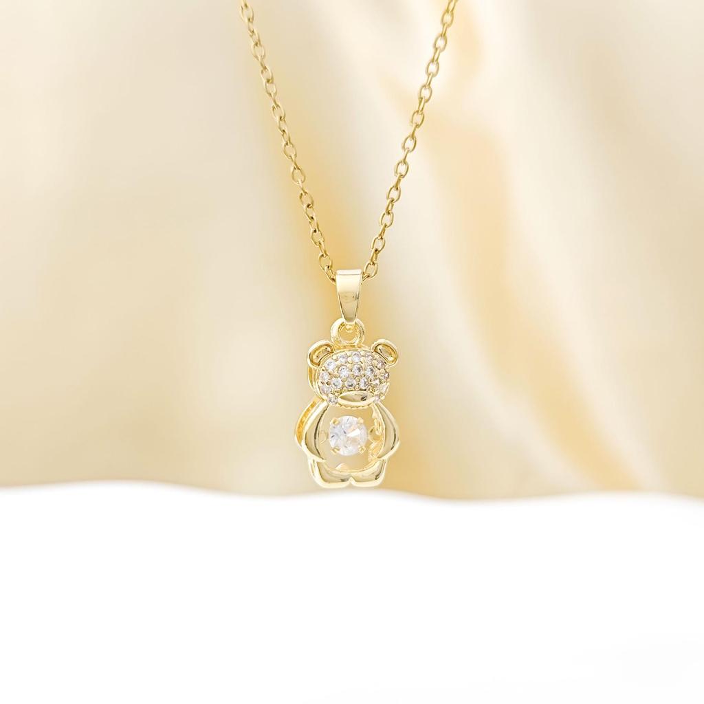 Personalized Little Bear Pendant Necklace, Gold-Plated Titanium Steel, Versatile Fashion Jewelry with High-End Feel