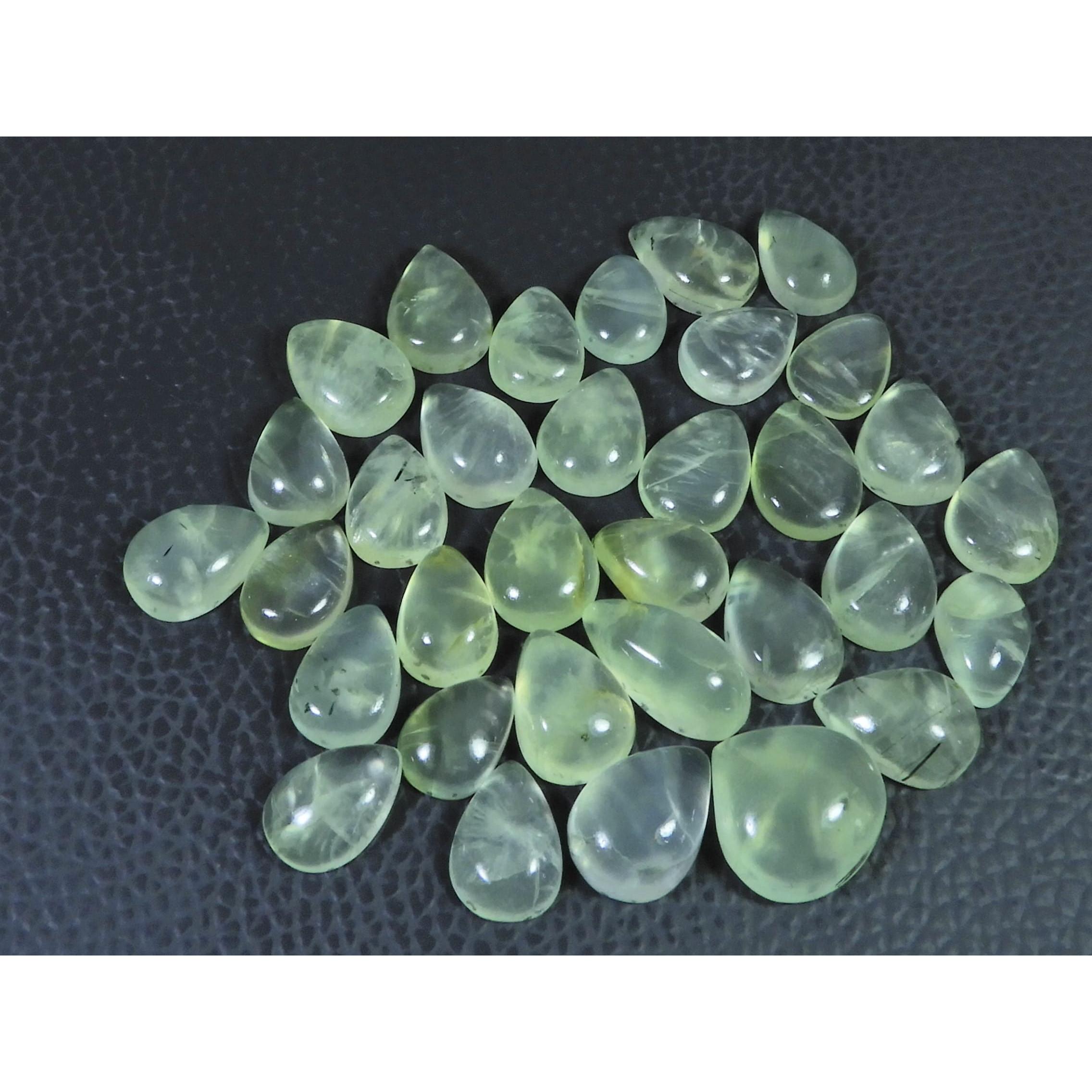 12-14 MM Natural Prehnite Ring Size Pear Cabochon Loose Gemstone 33 Pcs Lot C-1745
