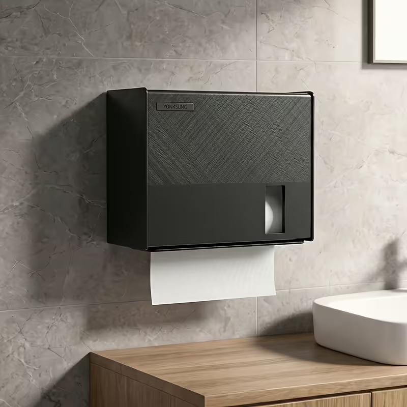 No-Drill Wall Mounted Hand Towel Dispenser, 22Cm (8.66In) Wide Outlet, 200 Sheets Capacity, Upgraded Thickened Anti-Yellowing,