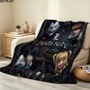 שמיכת פלנל עם הדפס Death Note, 1 יחידה, מתאימה לכל העונות, לקישוט הבית, לחום ונוחות, מתנות, מתנת חג