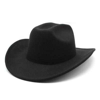 Sombrero de Copa Cowboy, Estilo Punk, Sombrero de Ala Ancha, Sombrero de Montar de Una Palabra para Hombre y Mujer, Sombrero Cowboy Occidental de Ala Enrollada