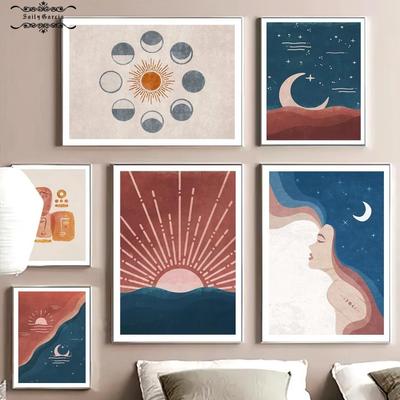 Divination Witch Poster Moon Sun Goddess Wall Art Canvas Painting Tarot Nordic Prints Wall Pictures for Living Room Boho Decor