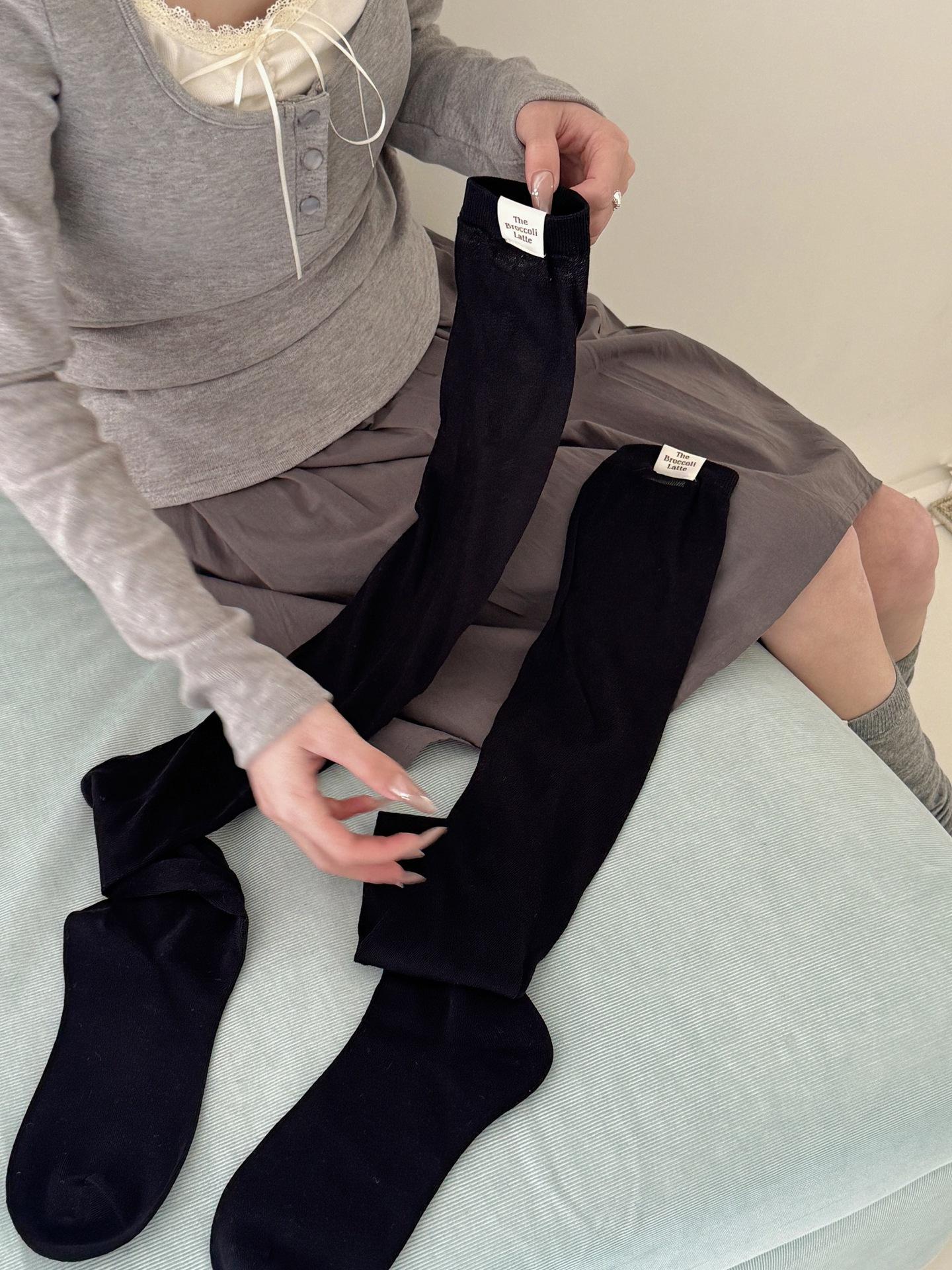 

Japanese JK Knee High Socks Thigh High Stockings Korean Thigh High Socks Women Stockings Solid Color Mesh Calf Socks Stockings One Size чорний