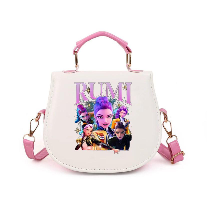 Kids Girls Kpop Rumi Zoey Mira Printed Student Lightweight Crossbody Bag Casual PU Shoulder Bags