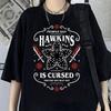 Hawkins Demogorgon Tshirt Anime Black T Shirt Cartoon Short Sleeve Harajuku Tshirt Women Unisex