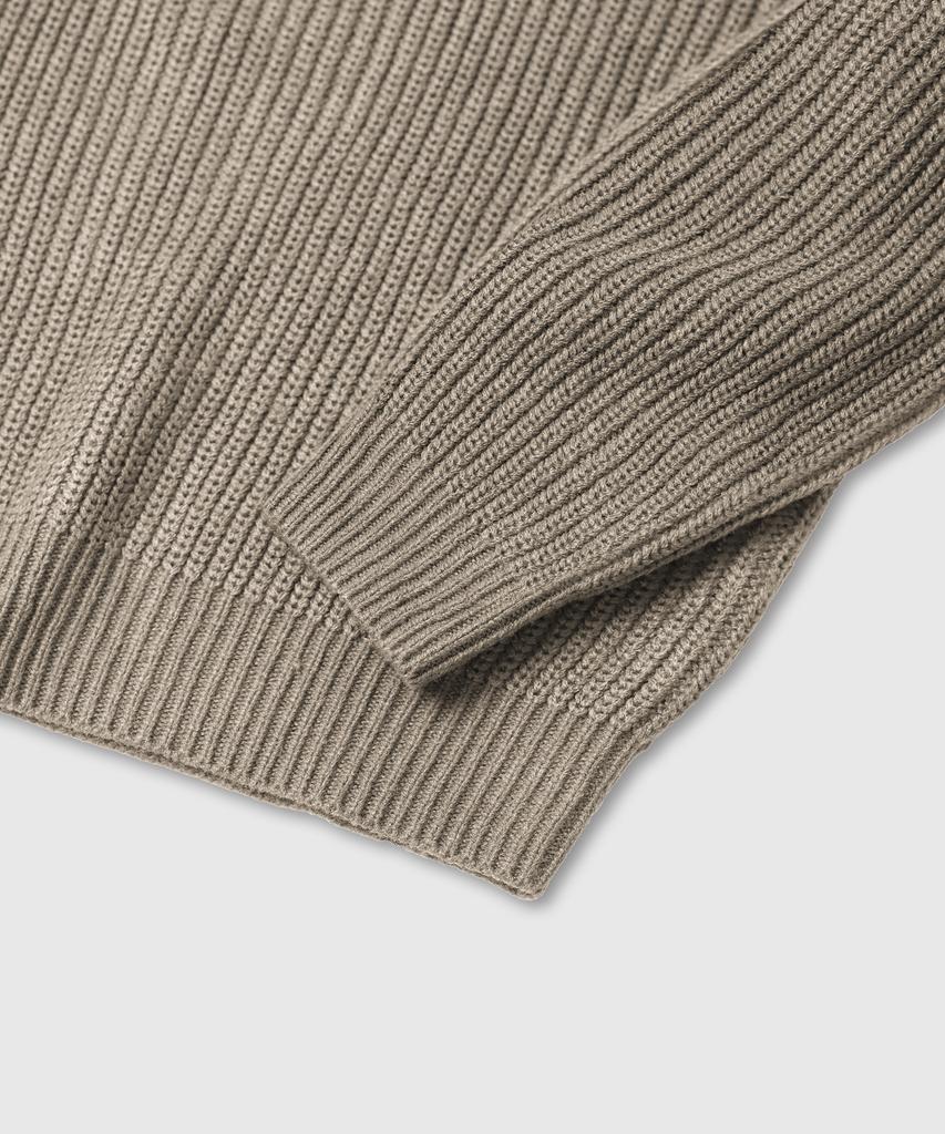 LEMAIN SECOND Oversized Voluminous Washable Half-Zip Hacci Knit [Beige]