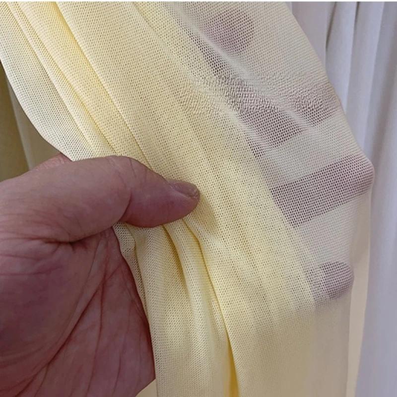 Wide 150cm Nylon Mesh Fabric Spandex High Elastic Dense Black White for DIY Sewing Lace Shirt Stockings