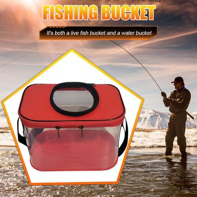 Fishing Box Portable Foldable Fish Bucket Transparent Skylight Breathable Fish Bucket EVA Accessories for Fishermen