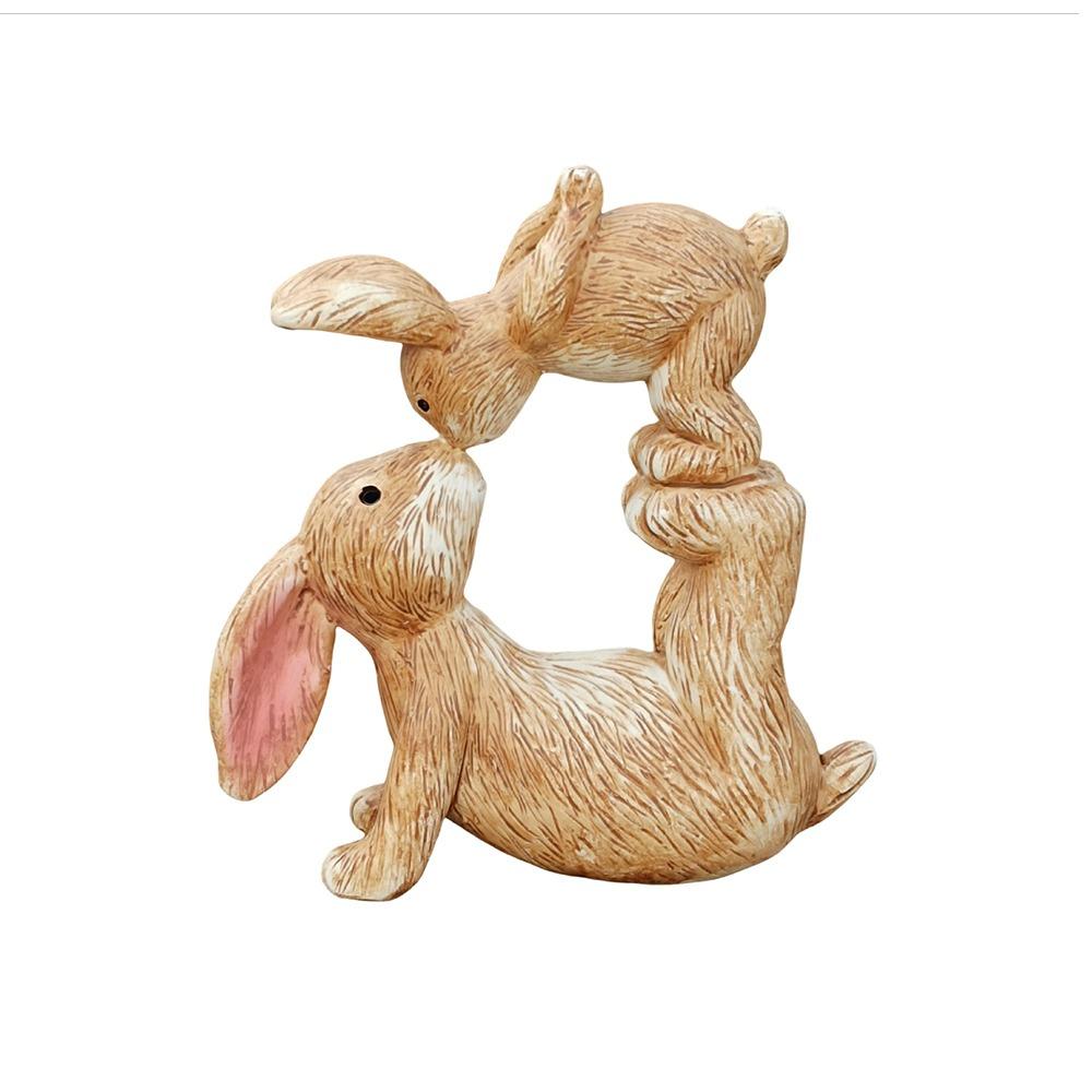 

Фестиваль Пасхальный Целующийся Кролик Фигурка Полимерная Глина Ремесла Статуэтки Животных Гостиная Книжная Полка В помещении Rabbit
