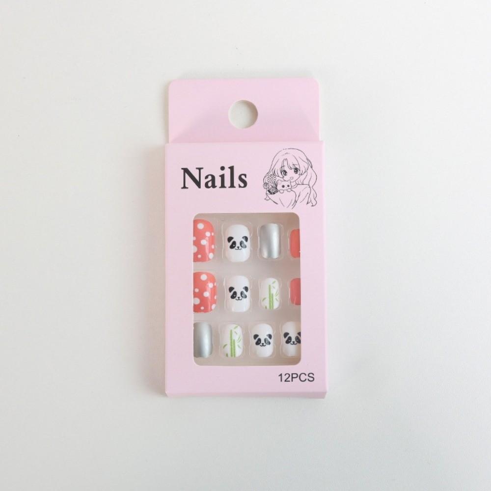 

Snowflake Snowman Children Christmas False Nails Bunny Flower Kids Fake Nail Extension Girls Gift 12Pcs StyleJ