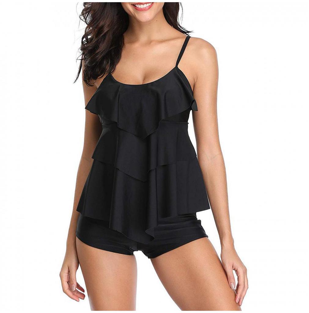 Women's Two Piece Swimsuit Set with Printed Tankini Top and Boyshort Bottoms Summer Beachwear Swimwear for Pool and Vacation