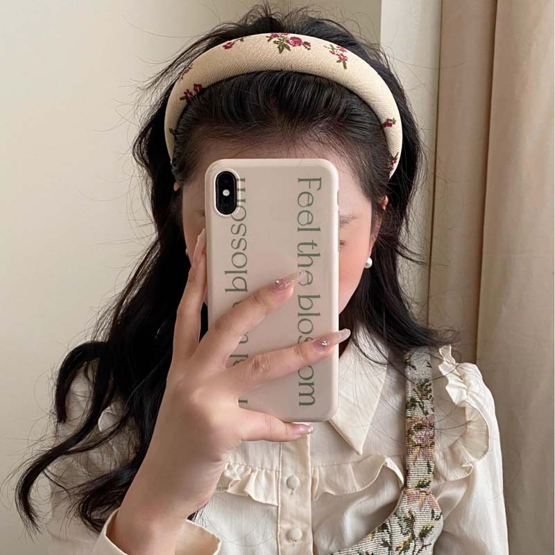New Vintage Flower Headband for Women Girls Elegant Thicken Sponge Headdress Non-Slip Wide Floral Hairband Hair Accessories