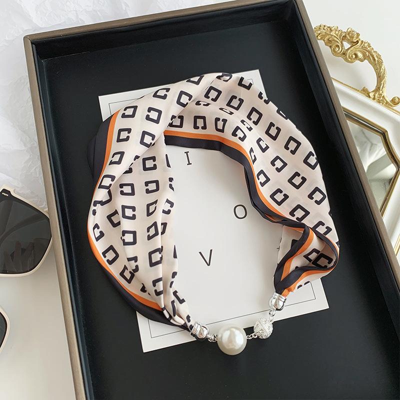 Women's Magnetic Buckle Silk Scarf - Fashionable Neck Protection for Spring, Summer, and Autumn