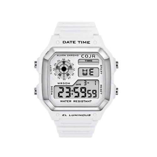 

COJR Men s Digital Watch, 5 ATM Water Resistant, Multi-Function with Alarm, Stopwatch, Date, Day of the Week Display, LED Color Light, Popular for Run