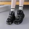Spring New Women's Shoes Heavy Metal Thick Bottom High Top Punk Leather Shoes Gothic Dark Motorcycle Boots Trend