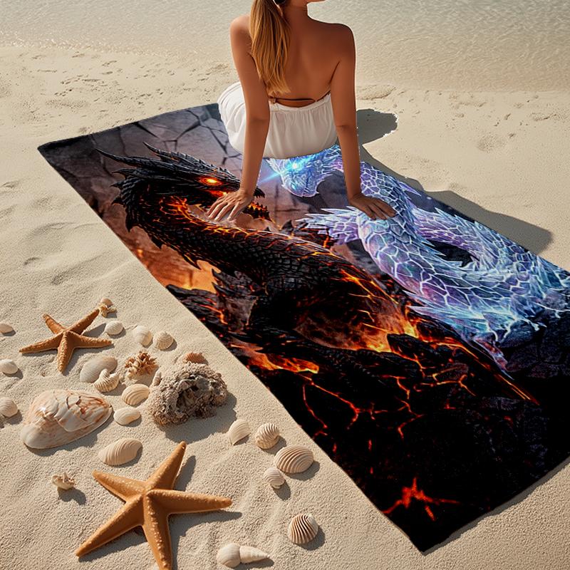 Colorful Dragon Artwork Beach Towel, Super Soft Microfiber, Gift for Her/Him, Birthday, for Pool, Beach, Travel, Home Decor Fan gifts