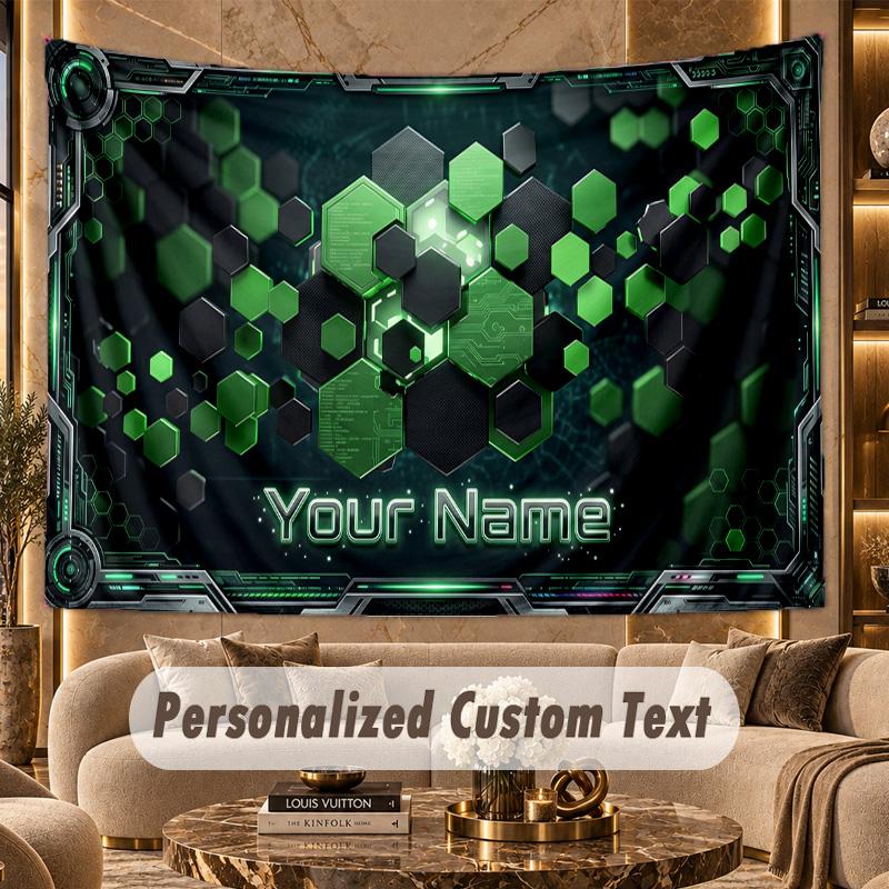 Abstract Geometric (1) Theme Personalized Tapestry Custom Name Text Wall Hanging Tapestry Home Background Decoration