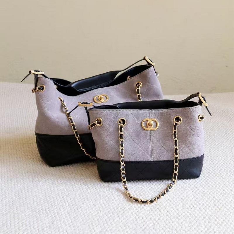 New Xiaoxiangfeng sheepskin and frosted leather rhombus chain DIY buckle tote leisure bag