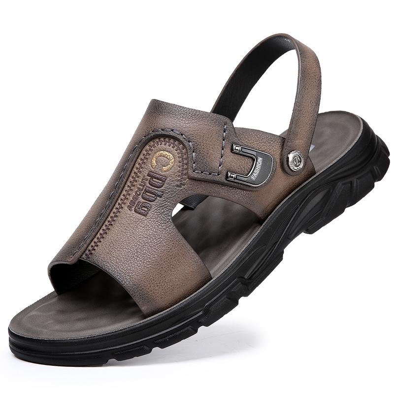 

Пляжные мужские дышащие сандалии, летняя кожаная ажурная мужская обувь, простые мужские удобные тапочки 2024 года, новые классные роскошные сандалии 44 серый