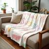 Cute Summer Beach Sticker Soft Flannel Blanket Breathable Warm Throw for Office Car Sofa Kids Room Birthday Xmas Gift