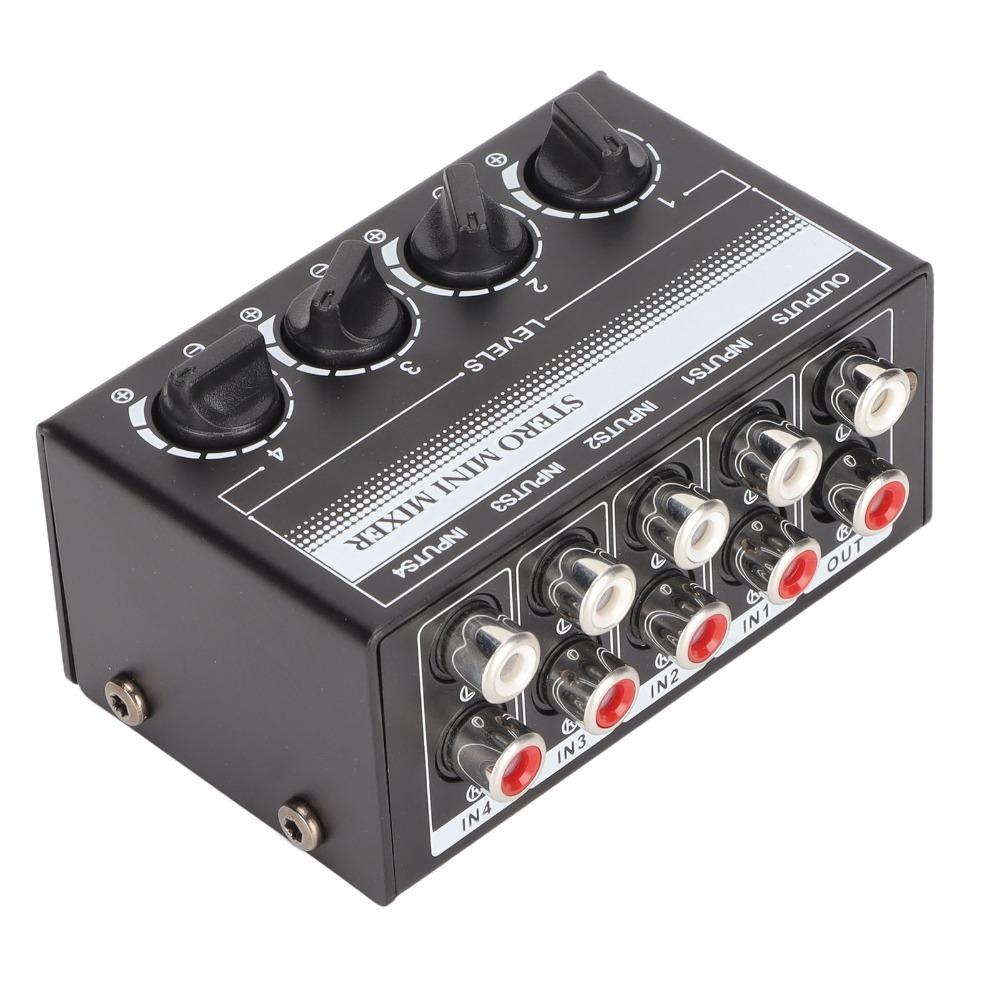 Separate Volume Knobs Stereo Mini Mixer Support 4 in 1 Out Stereo Splitte Recording Studio