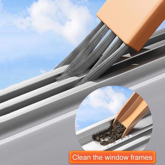 Window Screen Cleaning Brush 3 In 1 Glass Wiper with Retractable Wand Built-in Crevice Brush Swiveling Head Multi-Surface Cleaner