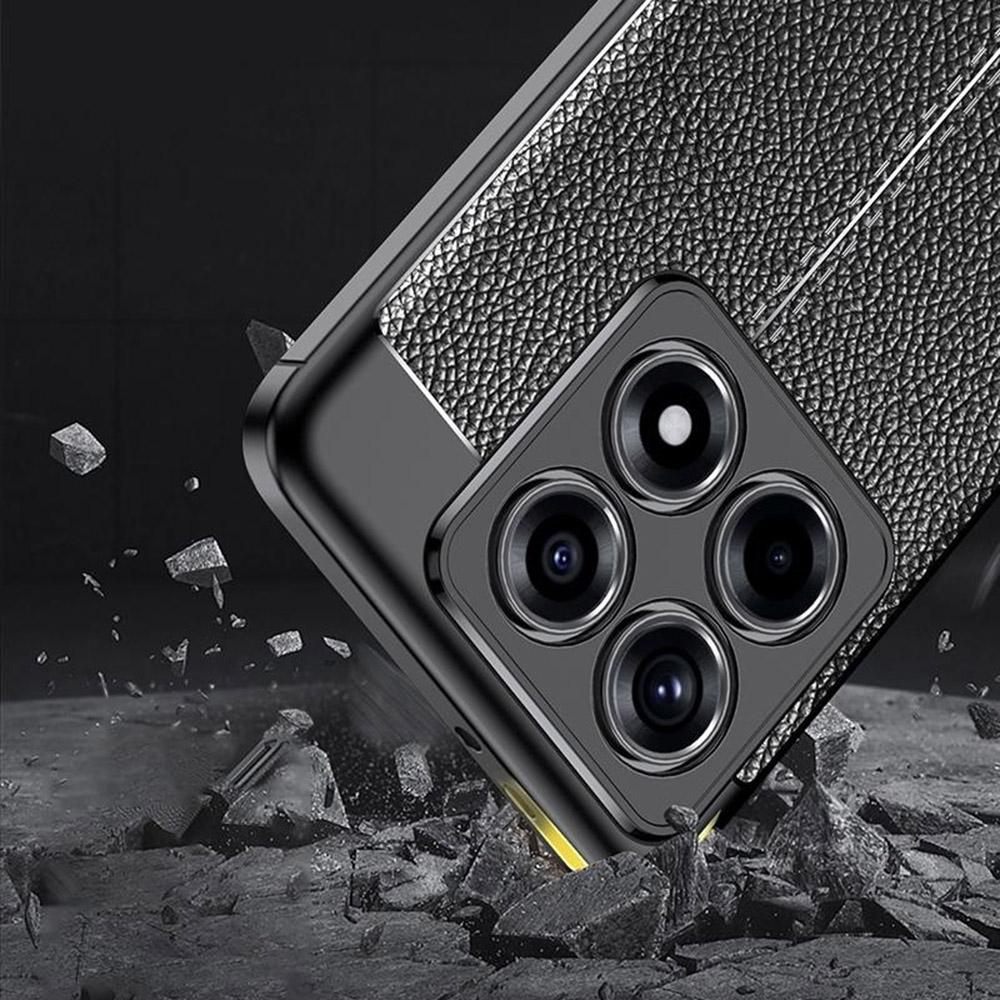 Für Xiaomi 14T Hülle Litschi-Textur TPU Flexible Handyhülle,Schwarz