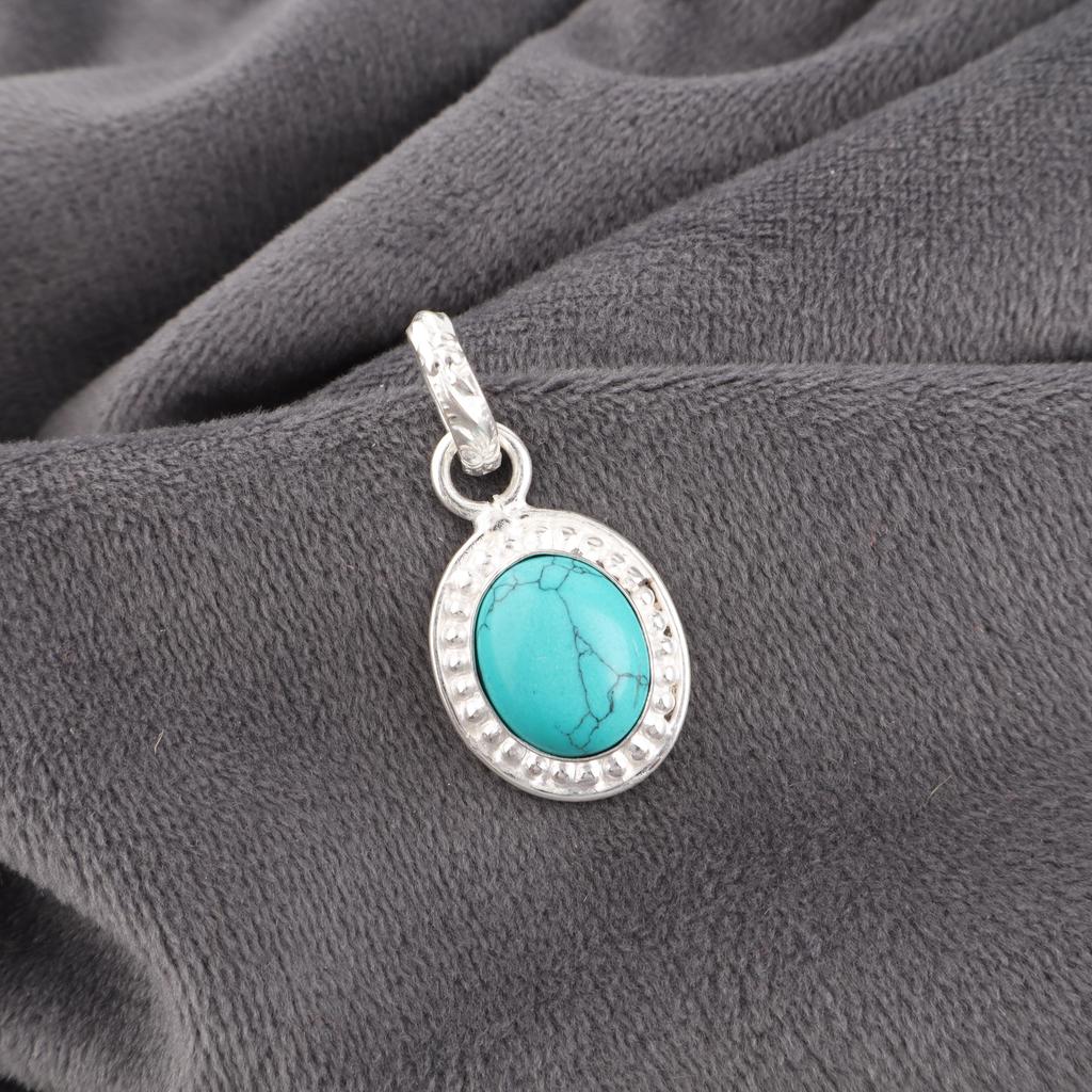 Magnesite Turquoise Gemstone Jewelry, Handmade 925 Solid Sterling Silver Jewelry, Gorgeous Silver Jewelry Pendant For Gift