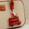 London Bus Leather Keychain With Car Cartoon Pendant For Vintage Bag Decor