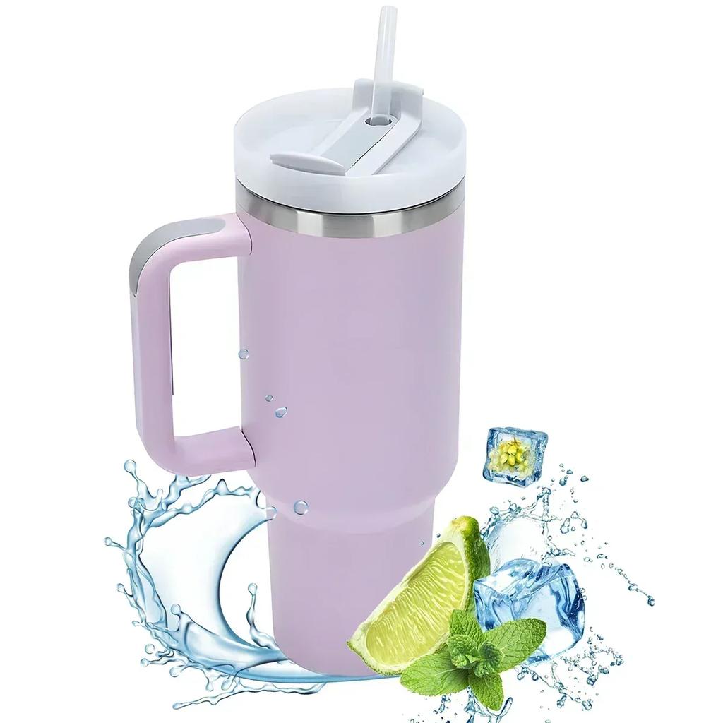 40oz Insulated Tumbler Acuum Cup 2.0 Thermal Mug for with Handle Straw Stainless Steel Hot and Cold Coffee Drinks