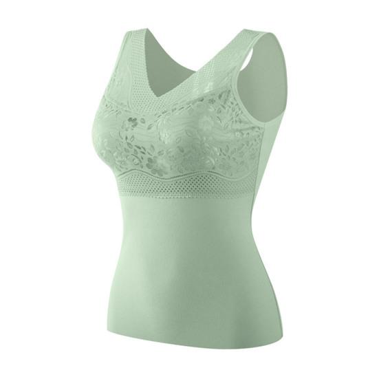 Thermal Tank Top for Women V Neck Sleeveless Camisole Top with Padded Bra Winter Warm Undershirt High Stretch Base Layer