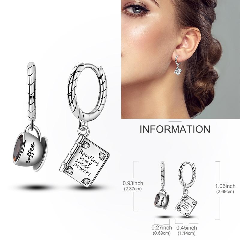 925 Silver Hoop Earring Moon Sun Earring Pendent Zircon Heart Shape Star Eardrop For Women Girl Making Jewelry