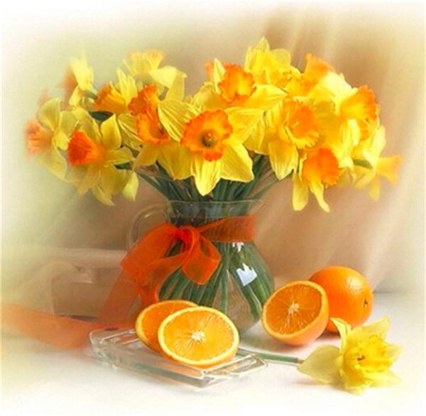 5D DIY Diamond Flower Arrangement Flower Vase Cross Stitch Diamond Embroidery