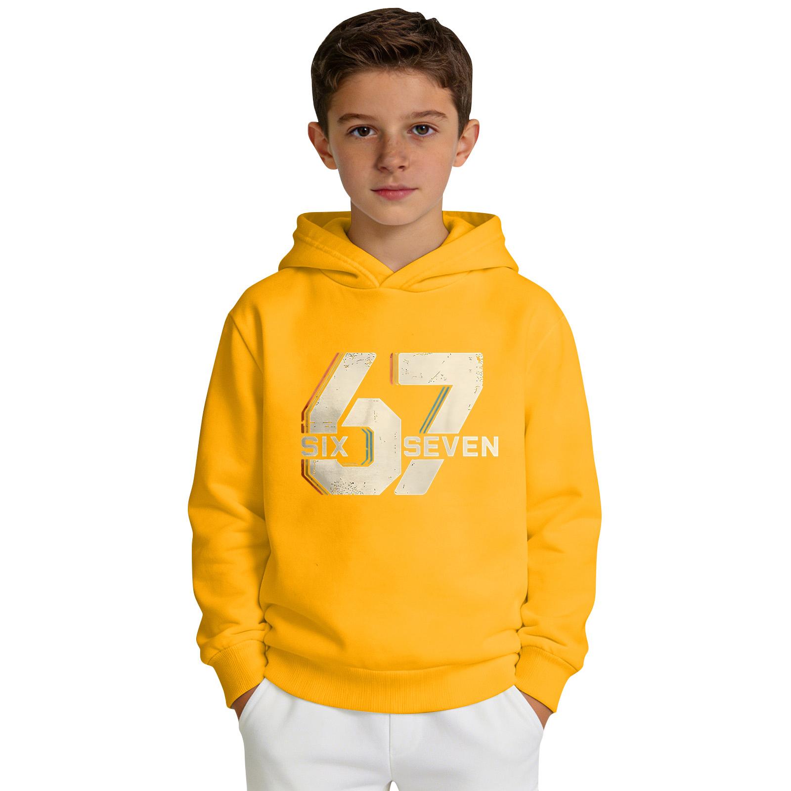 

Boys Printed Hooded Long-Sleeve Sweatshirt Casual Sports Comfort Sweatshirt 160 жовтий