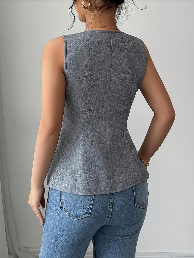 2025 Summer Rose Button Sleeveless Slimming Vest – Elegant Commute Style
