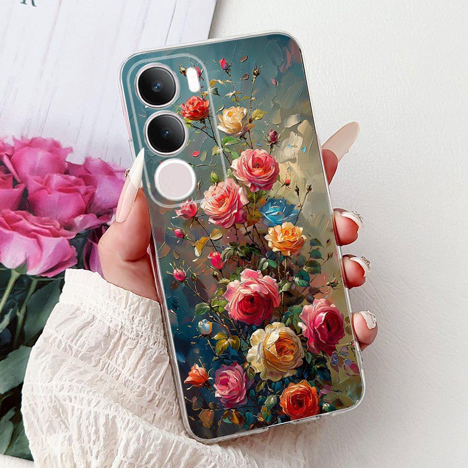For Vivo Y19S V2419 Elegant Floral Butterfly Painting Phone Case For Vivo Y19s Y 19S 4G Soft Silicone TPU Cases