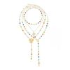 Ingemark Boho Sexy Colorful Crystal Long Y-Shaped Necklace for Women Trendy Cross Flower Pendant Metal Choker Party Y2K Jewelry