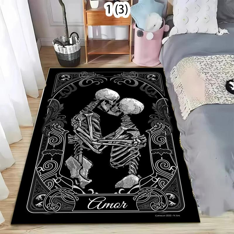 

Gothic Skull Pile Area Rug Dark Gothic Home Decor Carpet Soft Non-slip Floor Mat for Bedroom Living Room Hallway 40X60cm