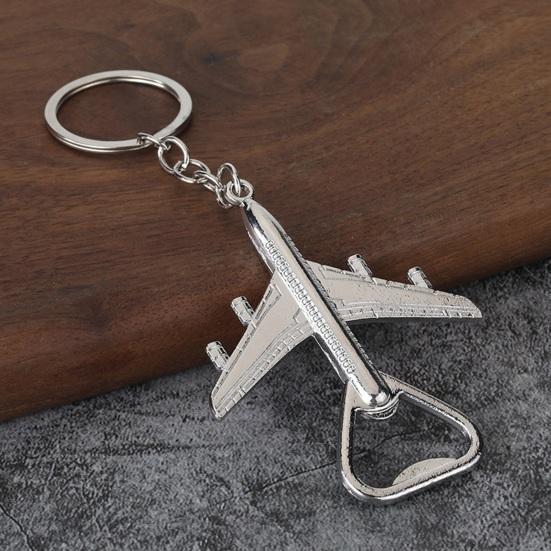 Airplane Bottle Opener Keychain Metal Aircraft Model Keychain Fun Bag Charm Novelty Bottle Opener Gift for Airplane Lovers